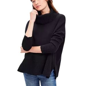 NWT Loft Tunic Sweater Size XS Black Cowl Neck Minimalist Style